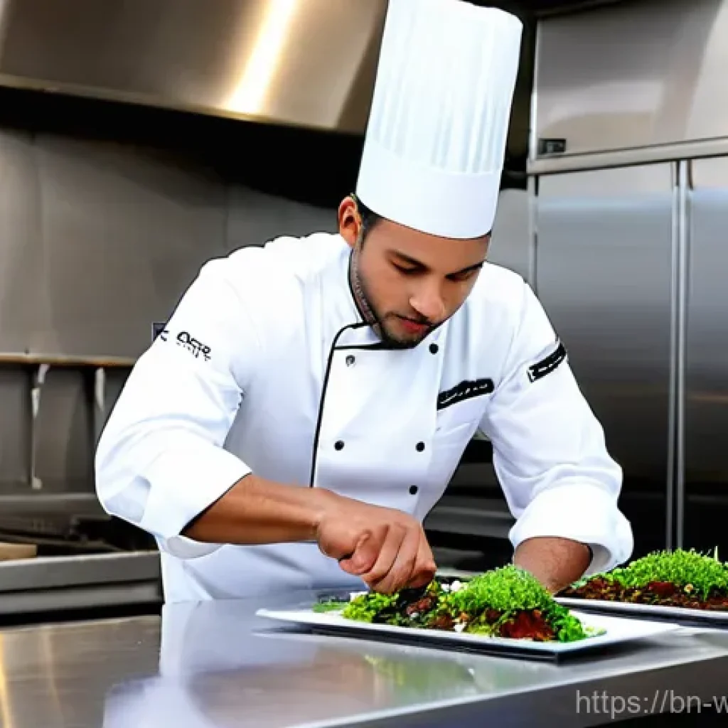양식조리 기능사 자격증 학원 추천 - **Professional Chef in a State-of-the-Art Kitchen**
    A dynamic, eye-level, medium shot of a male ...