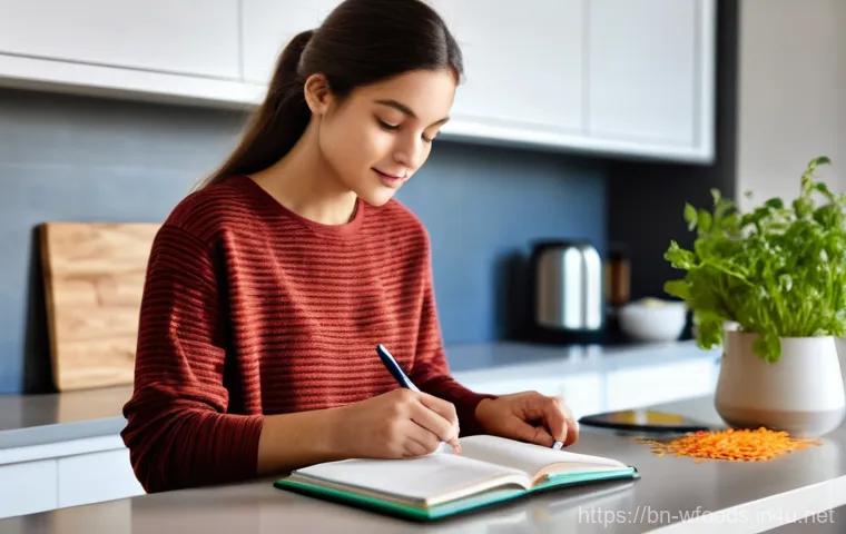 양식조리 실습실에서 효율적으로 배우는 법 - **Prompt:** A young adult (approximately 18-25 years old), dressed in comfortable, modest casual wea...